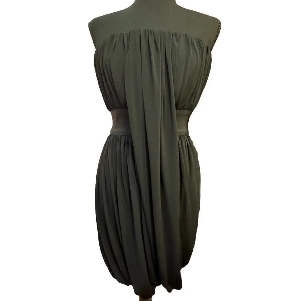 All Saints Dress 4 LBD Little Black Statement Dress Balloon Skirt Drape Front - Picture 1 of 7